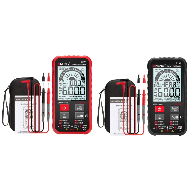 True RMS 6000 Counts Digital Multimeter Analog Bar AC/DC Current Voltage Tester K9FA
True RMS 6000 Counts Digital Multimeter Analog Bar AC/DC Current Voltage Tester K9FA