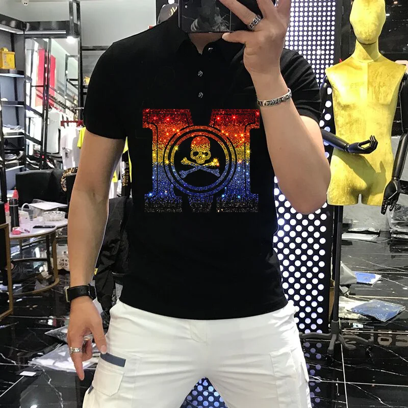 Perfect Lapel Design Male Short Sleeve Summer Couple High Quality Letters Rhinestone Breathable Comfort Men's Polo Shirt
Perfect Lapel Design Male Short Sleeve Summer Couple High Quality Letters Rhinestone Breathable Comfort Men's Polo Shirt