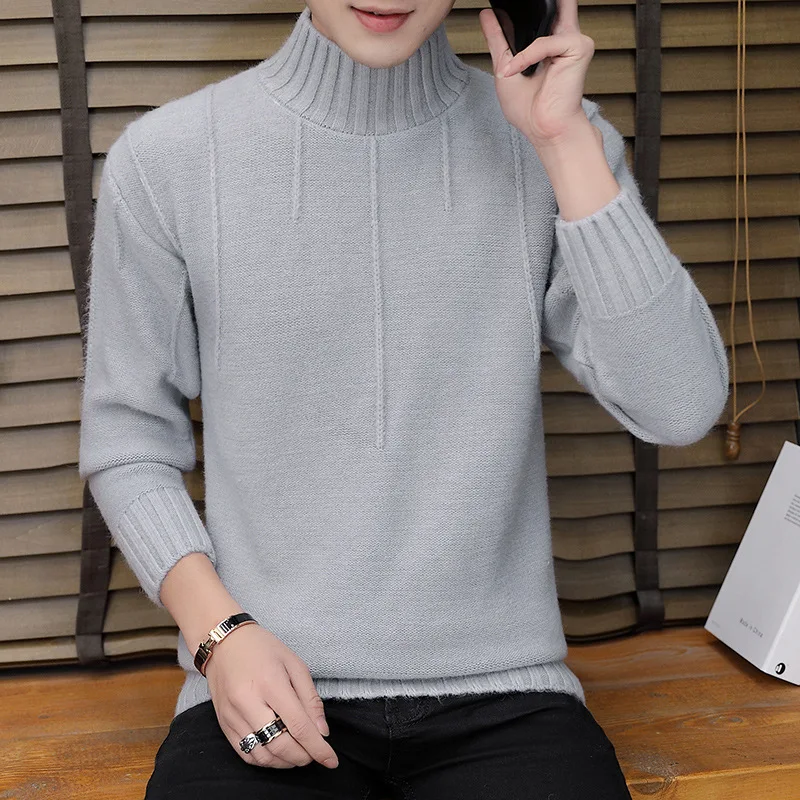 Men's half high collar solid color sweater 2020 autumn and winter new Korean style trendy bottoming shirt Slim top men clothing
Men's half high collar solid color sweater 2020 autumn and winter new Korean style trendy bottoming shirt Slim top men clothing