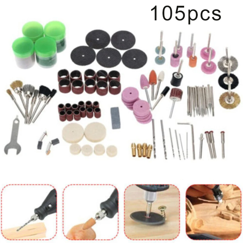 105Pcs Electric Grinder Polishing Head Sanding Disc Drill Cutting Wheel Grinding Engraving Kit Abrasive Rotary Power Tools
105Pcs Electric Grinder Polishing Head Sanding Disc Drill Cutting Wheel Grinding Engraving Kit Abrasive Rotary Power Tools
