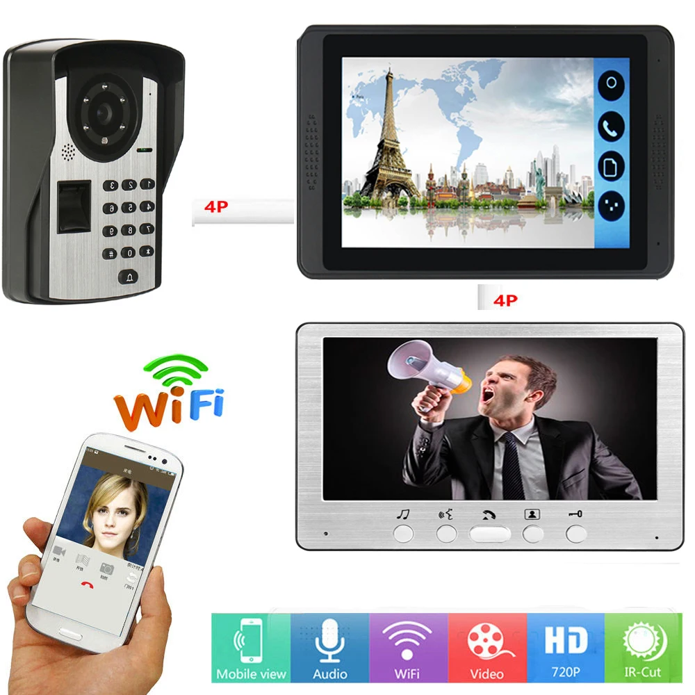 Door Opening Lock Password Fingerprint Unlock Video Intercom 7 Inch WIFI Wireless Video Door Phone Doorbell Visual Intercom KIT
Door Opening Lock Password Fingerprint Unlock Video Intercom 7 Inch WIFI Wireless Video Door Phone Doorbell Visual Intercom KIT