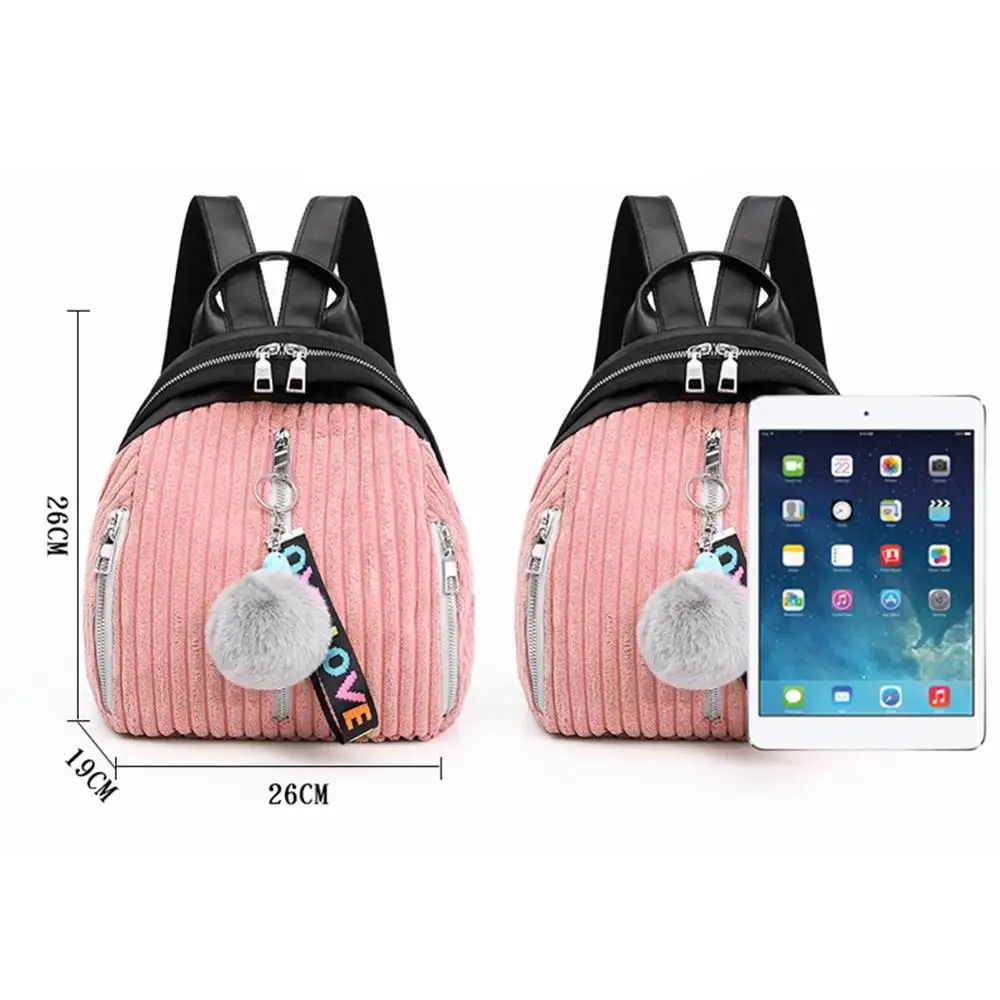 Women Small Multi-function Travel Backpack Female Pompom Shoulder Schoolbags Casual Corduroy Travel Knapsack
Women Small Multi-function Travel Backpack Female Pompom Shoulder Schoolbags Casual Corduroy Travel Knapsack