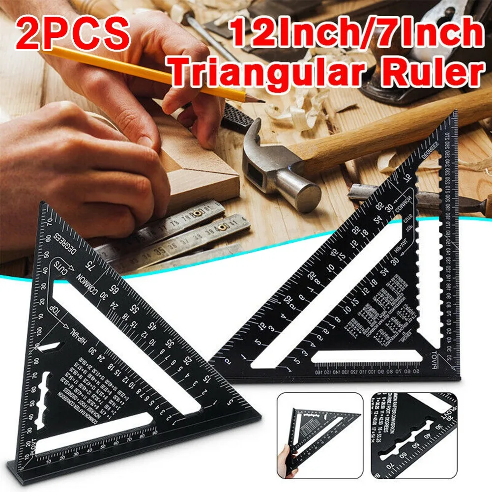 2pcs 7" 12" Triangle Ruler Metric 30cm Aluminum Alloy Protractors Woodworking Saw Guide Carpenter Line Scriber Measuring
2pcs 7" 12" Triangle Ruler Metric 30cm Aluminum Alloy Protractors Woodworking Saw Guide Carpenter Line Scriber Measuring