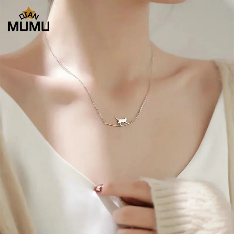 Cat Curved Necklace With Silver Simple Personality Niche Fresh Cute Girl Clavicle Chain for fashion Modern Female Jewelry Gift
Cat Curved Necklace With Silver Simple Personality Niche Fresh Cute Girl Clavicle Chain for fashion Modern Female Jewelry Gift