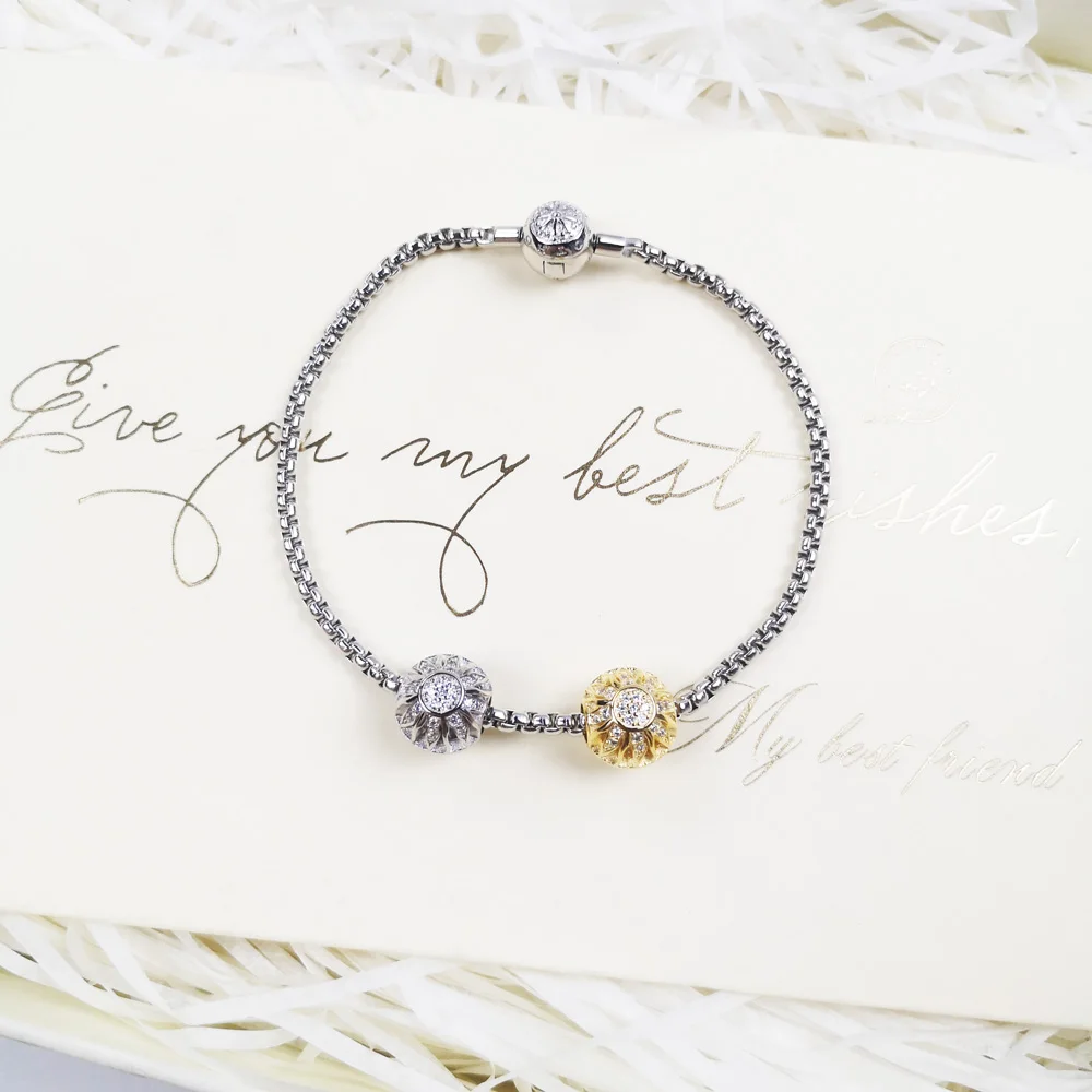 Beads Sun CZ Pave 925 Sterling Silver Gold Color Fit Bracelets 2021 Spring New Bijoux Accessories Gift for Women DIY Jewelry
Beads Sun CZ Pave 925 Sterling Silver Gold Color Fit Bracelets 2021 Spring New Bijoux Accessories Gift for Women DIY Jewelry
