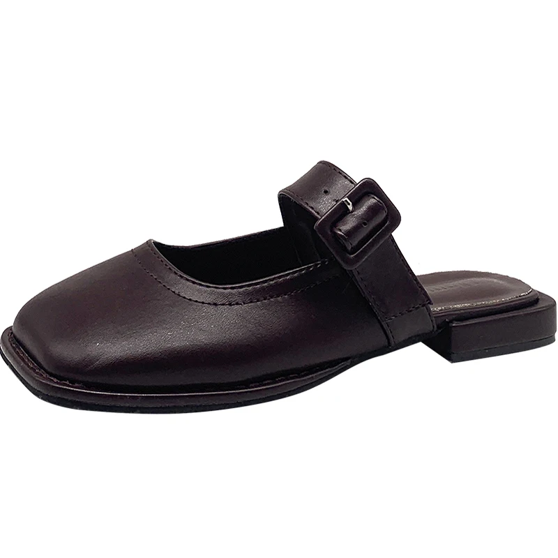 Shoes Cover Toe Slippers Casual Low Slipers Women Slides Luxury Soft 2021 Square Flat Rome Rubber Hoof Heels Fashion Spring PU B
Shoes Cover Toe Slippers Casual Low Slipers Women Slides Luxury Soft 2021 Square Flat Rome Rubber Hoof Heels Fashion Spring PU B