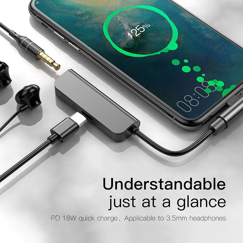 USB Type C до 3 5 мм разъем для наушников с адаптером Aux PD 18 Вт USB-C Type-C OTG кабель Huawei P40 Samsung