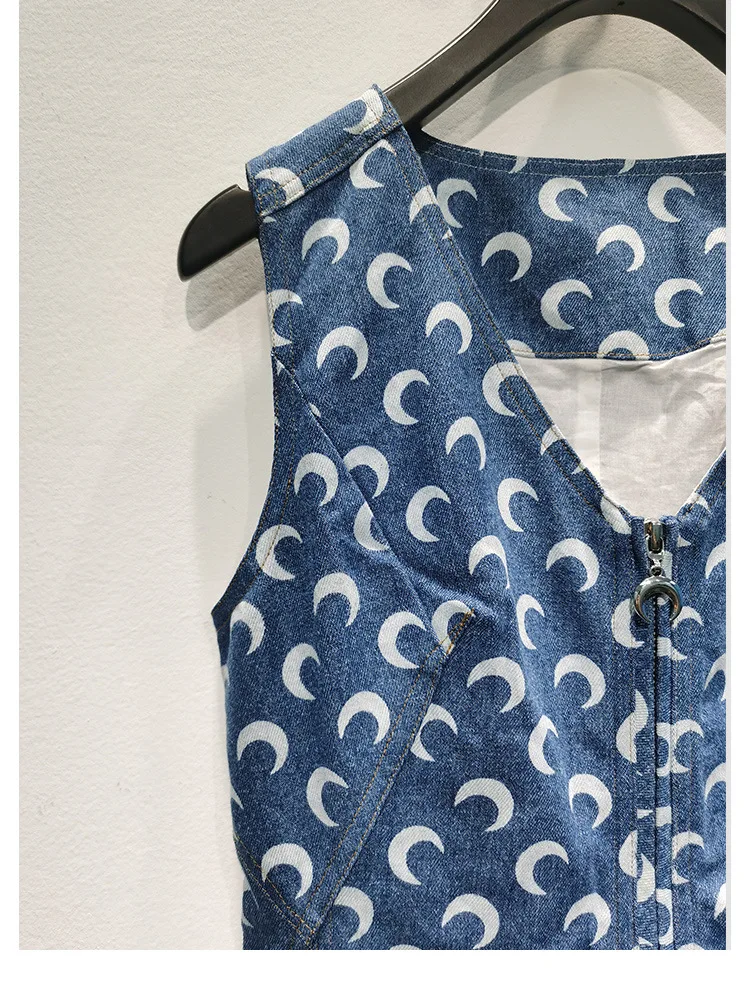 High Quality Niche Design Spring/Summer New Moon Print Slim Sleeveless Denim Skirt Sling Dress Women
High Quality Niche Design Spring/Summer New Moon Print Slim Sleeveless Denim Skirt Sling Dress Women