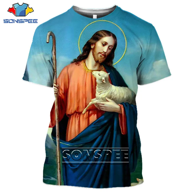 SONSPEE 3D Print God Christ Jesus Men's T-Shirt Summer Casual Short Sleeve Streetwear Harajuku Cartoon Religion Men Shirts
SONSPEE 3D Print God Christ Jesus Men's T-Shirt Summer Casual Short Sleeve Streetwear Harajuku Cartoon Religion Men Shirts
