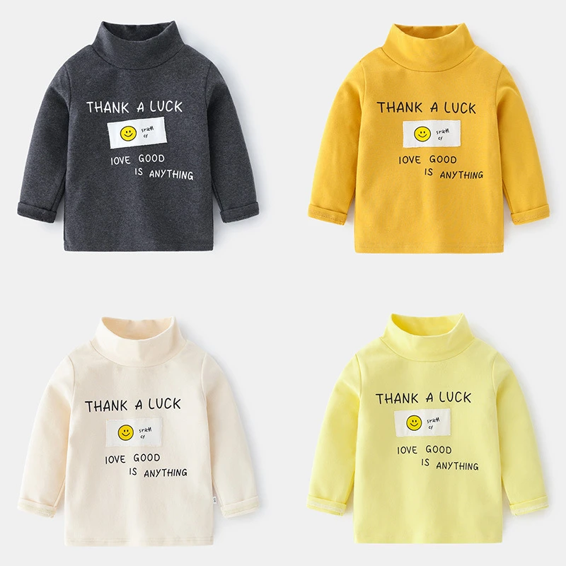 Children's Cotton Warm Bottoming Shirt Casual Turtleneck Letter Print Brushed T-shirt For Boys Baby Clothing Kids Winter Tops
Children's Cotton Warm Bottoming Shirt Casual Turtleneck Letter Print Brushed T-shirt For Boys Baby Clothing Kids Winter Tops