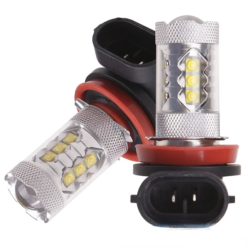 

2 Pcs H8 fog light 80W Cree Chips LED Fog Lamp headlight Bulb Auto lights 12V 6000K xeno White car styling foglight