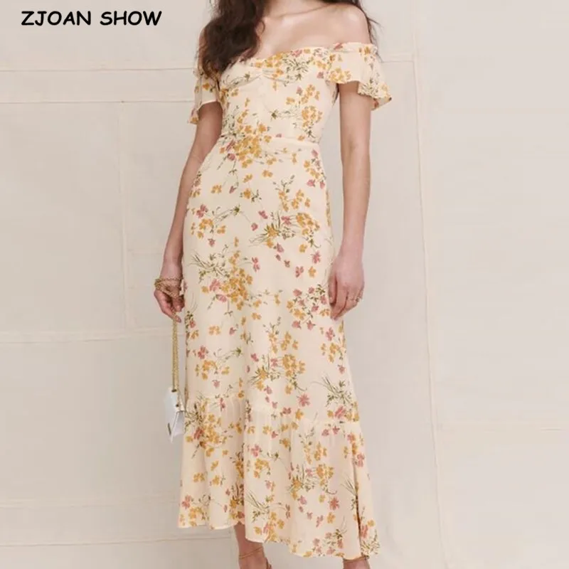 2021 Summer Retro Elegant Elastic off Shoulder Long Dresses France Beige Floral Print Vintage Back Zipper Women Summer Dress
2021 Summer Retro Elegant Elastic off Shoulder Long Dresses France Beige Floral Print Vintage Back Zipper Women Summer Dress