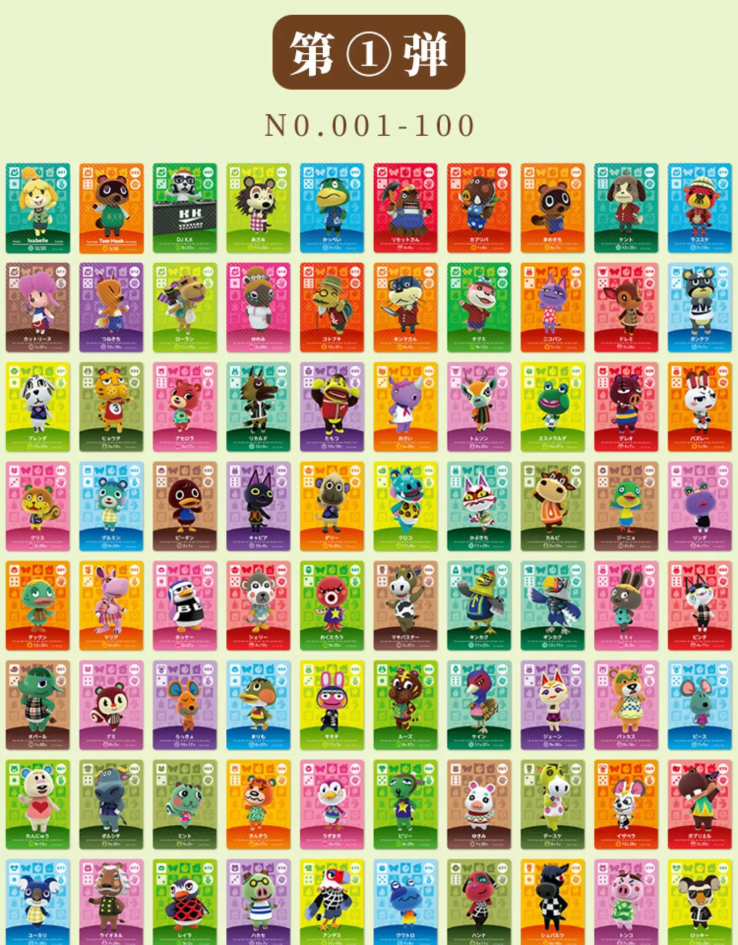 100 шт. мини серии животных пересечения карта для NS 3DS игра новые горизонты Ankha