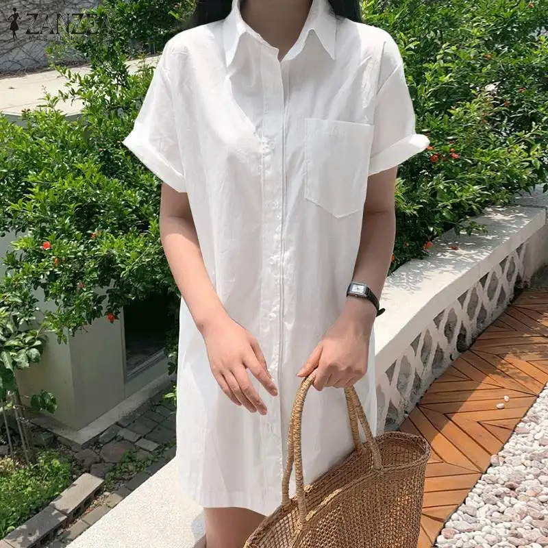 ZANZEA Female Short Sleeve Casual Vestidos Sundress Women Button Robe Street Faldas Saias Summer Fashion 2021 Solid Shirt Dress
ZANZEA Female Short Sleeve Casual Vestidos Sundress Women Button Robe Street Faldas Saias Summer Fashion 2021 Solid Shirt Dress