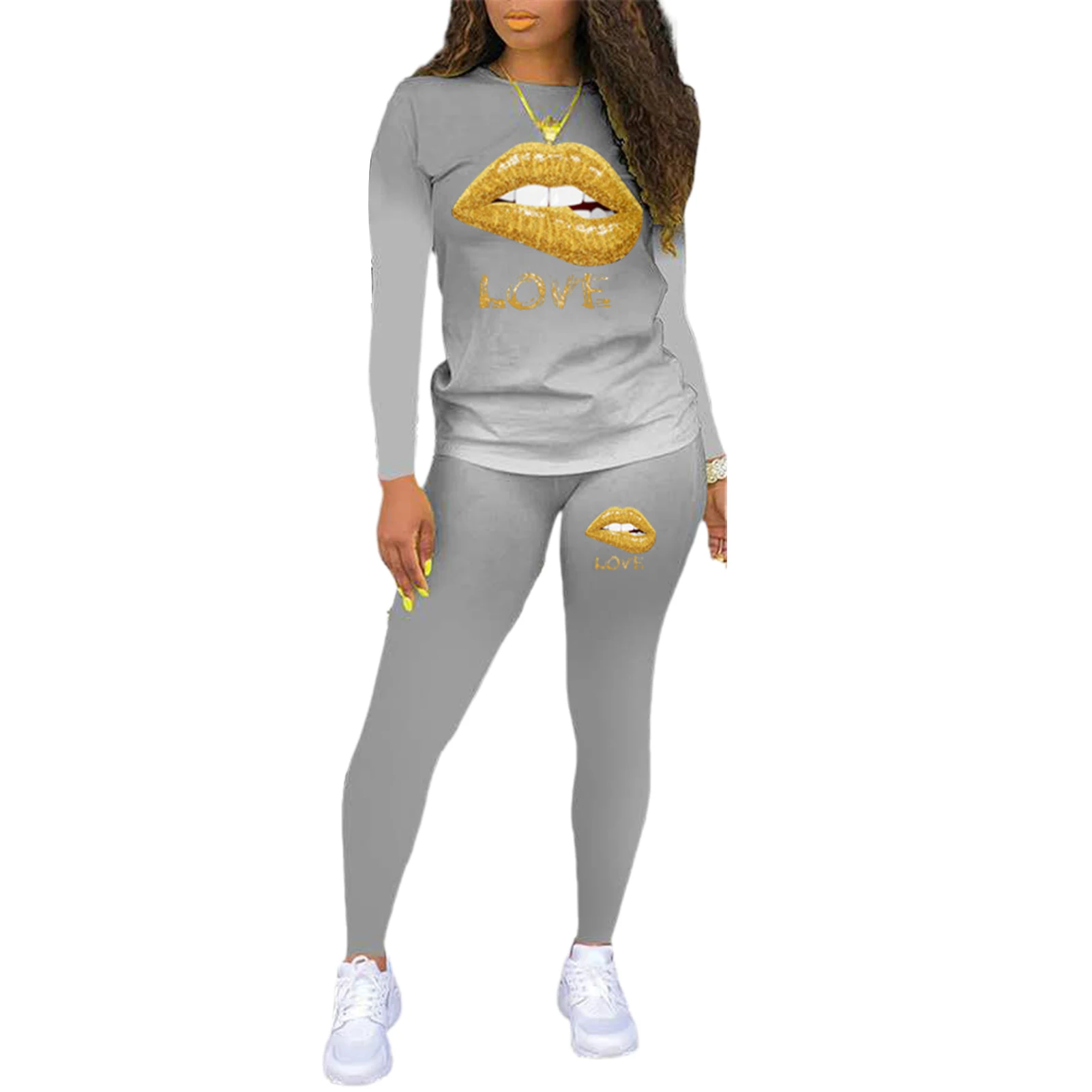 Casual Women Lip Printed Tie Dye Gradient Long Sleeve Blouse Top Pants Trousers Suit Women's Home Wear Suit for Autumn Winter
Casual Women Lip Printed Tie Dye Gradient Long Sleeve Blouse Top Pants Trousers Suit Women's Home Wear Suit for Autumn Winter