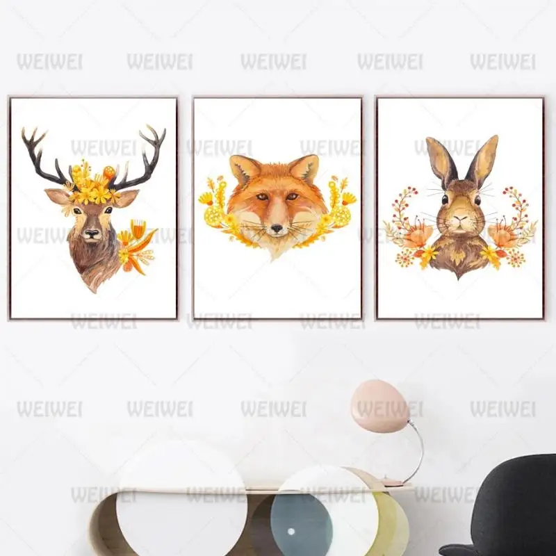 Home Decoration Poster Yellow Flowers and Animals Rabbit Fox Deer Art Decoration Canvas Painting Hd Print Pictures
Home Decoration Poster Yellow Flowers and Animals Rabbit Fox Deer Art Decoration Canvas Painting Hd Print Pictures
