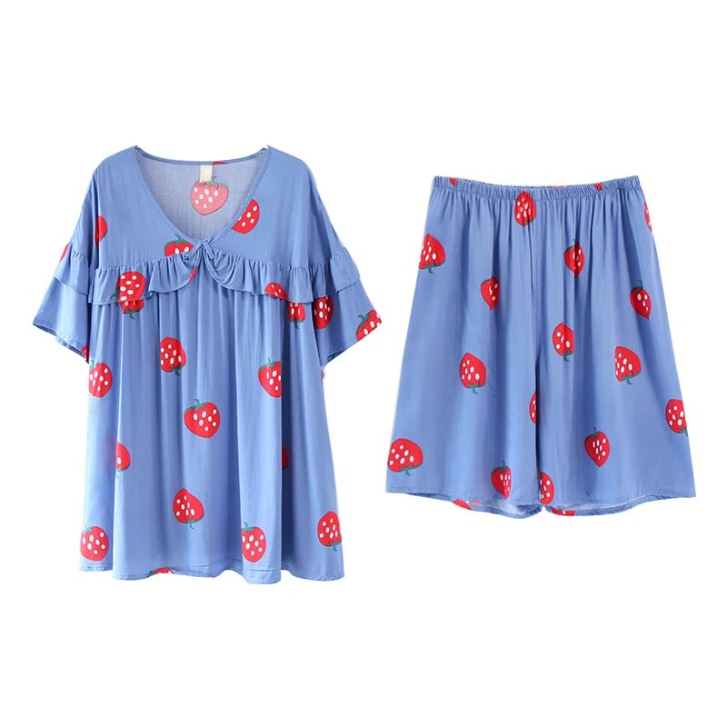 Ultra-Thin Short-Sleeved Shorts Pajamas Set Extra Large Size Fat Girl Cool Slimming Home Wear Summer Cotton Silk 200 Jin
Ultra-Thin Short-Sleeved Shorts Pajamas Set Extra Large Size Fat Girl Cool Slimming Home Wear Summer Cotton Silk 200 Jin