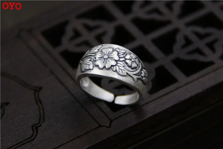 100% S999 sterling silver carved small flower ring for women, Thai silver retro ethnic style open wide ring
100% S999 sterling silver carved small flower ring for women, Thai silver retro ethnic style open wide ring
