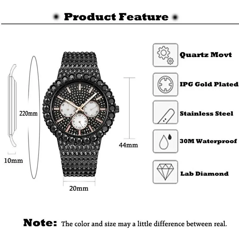 Blacked Out Watch Men Dropshipping MISSFOX Bling Bling Diamond Watch Mens Luxury Brand Luminous Chronograph Quartz Wristwatches
Blacked Out Watch Men Dropshipping MISSFOX Bling Bling Diamond Watch Mens Luxury Brand Luminous Chronograph Quartz Wristwatches