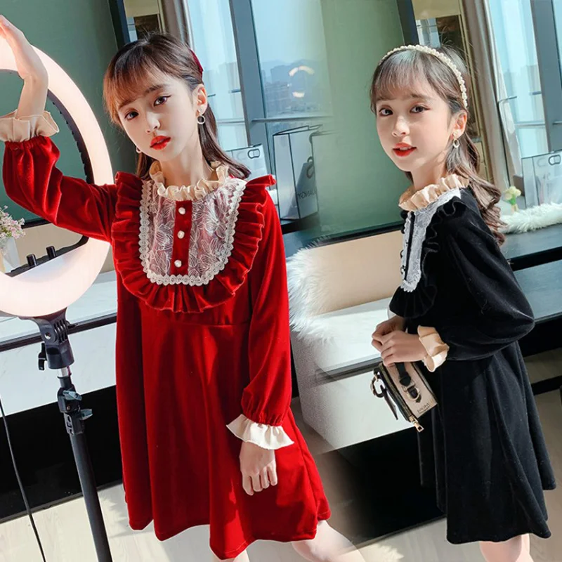 Kids Hot Red Dresses Teenage Wedding Party Dress Korean Fashion Flannel Spring Autumn Girls Christmas Dress Children's Clothing
Kids Hot Red Dresses Teenage Wedding Party Dress Korean Fashion Flannel Spring Autumn Girls Christmas Dress Children's Clothing