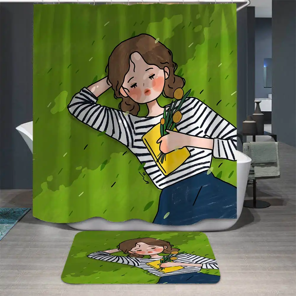 Cartoon Anime Character Women Shower Curtains Waterproof Polyester Bath Curtain With Hooks Bathroom Shower Curtain And Rug Sets
Cartoon Anime Character Women Shower Curtains Waterproof Polyester Bath Curtain With Hooks Bathroom Shower Curtain And Rug Sets