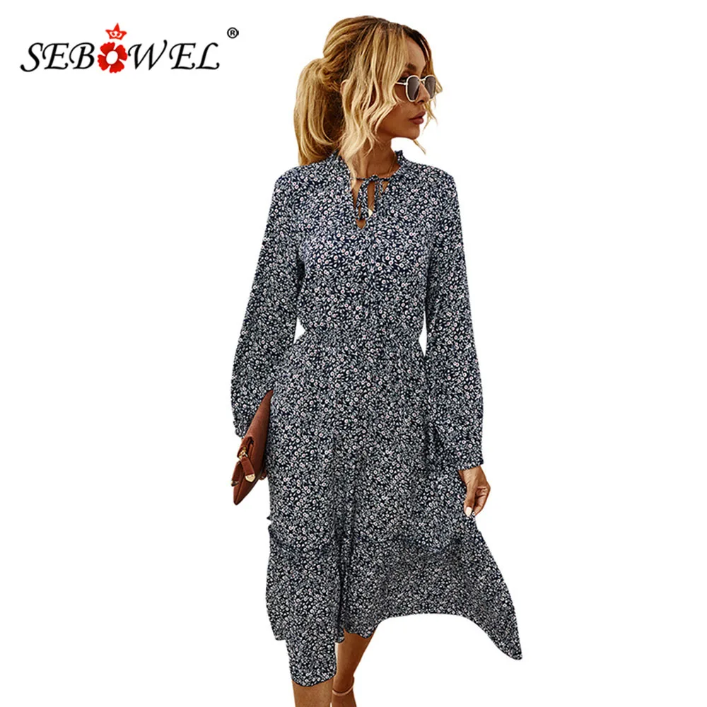 SEBOWEL Bohemia Style Floral Dresses Women Autumn Spring Long Sleeve Elastic Waist Ruffles Dress Temperament Female Dresses S-XL
SEBOWEL Bohemia Style Floral Dresses Women Autumn Spring Long Sleeve Elastic Waist Ruffles Dress Temperament Female Dresses S-XL