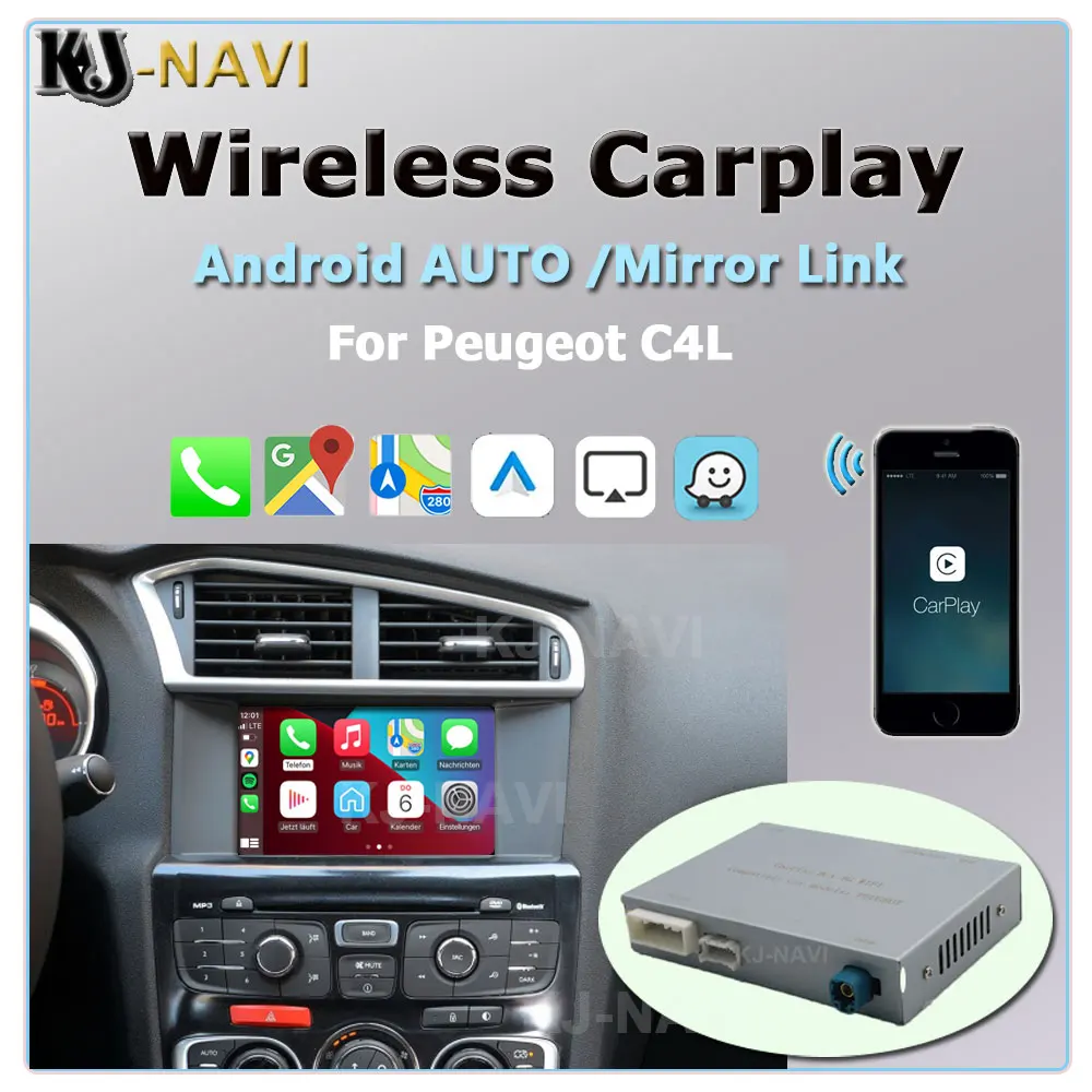 Беспроводной Iphone CarPlay для Peugeot C4L 2013 2014 2015 2016 с Android Авто Mirror Link AirPlay декодер коробка