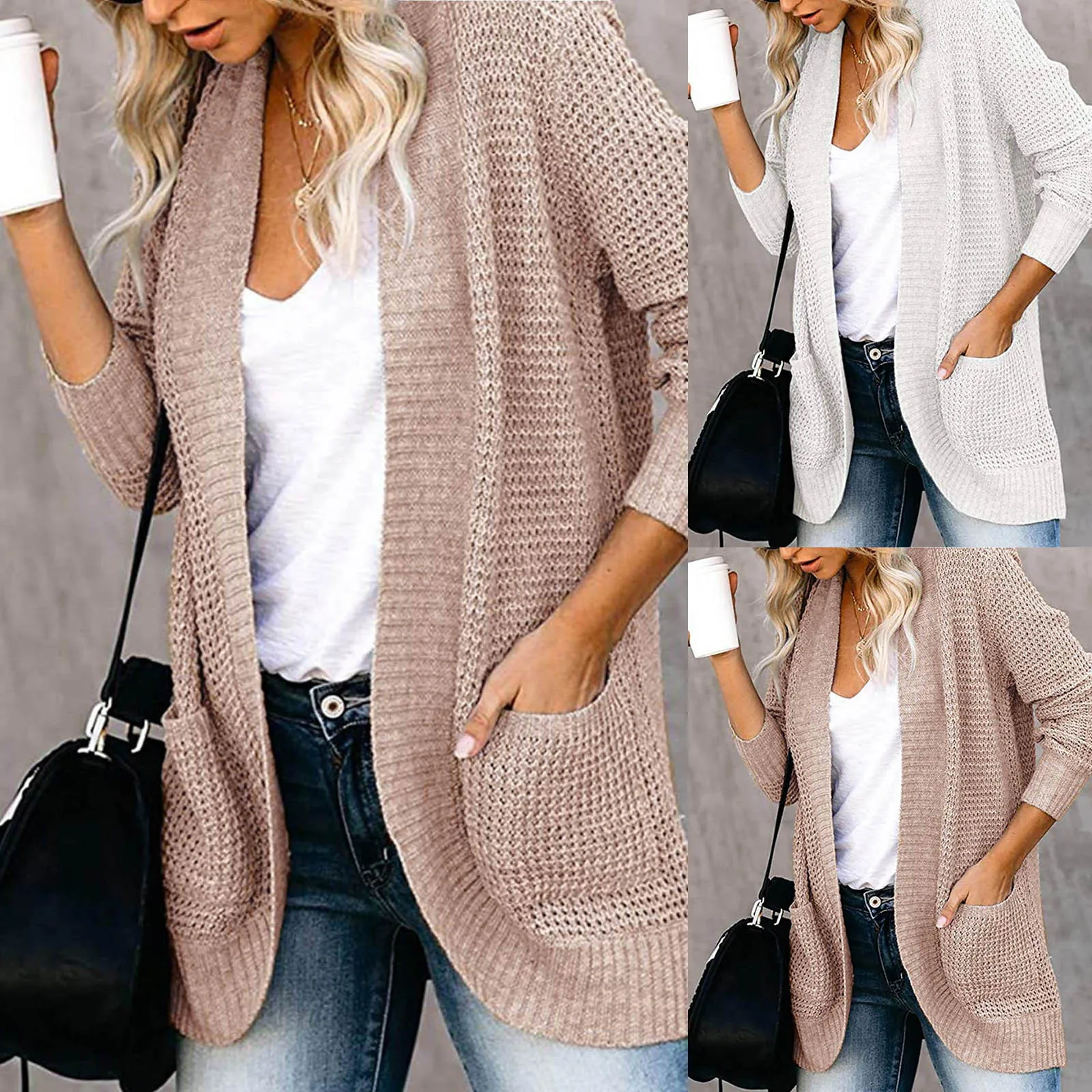 Повседневный вязаный кардиган, женский Топ, женский винтажный свободный свитер, пальто, однотонный джемпер оверсайз, корейская модная одеж... 
Повседневный вязаный кардиган, женский Топ, женский винтажный свободный свитер, пальто, однотонный джемпер оверсайз, корейская модная одеж...