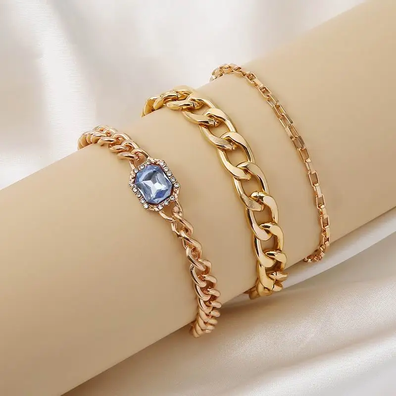 Fashion Bohemia Golden Bracelets for Women Contracted Chain Blue Stones Crystal Charm Bracelet Sets Female Boho Party Jewelry
Fashion Bohemia Golden Bracelets for Women Contracted Chain Blue Stones Crystal Charm Bracelet Sets Female Boho Party Jewelry