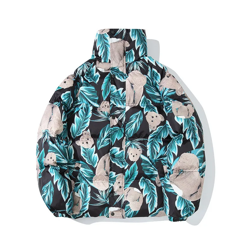 Winter Thick Oversize Flora Parka Coats Vintage Leaf Bear Pattern Print Zipper Hooded Jacket Men Lovers Couple Swag Green/White
Winter Thick Oversize Flora Parka Coats Vintage Leaf Bear Pattern Print Zipper Hooded Jacket Men Lovers Couple Swag Green/White