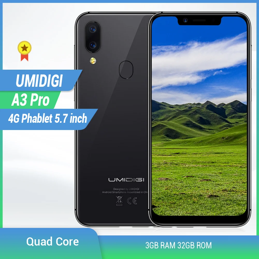 UMIDIGI A3 Pro 4G смартфон 5 7 дюймов четырехъядерный 3 ГБ 32 Мировые бренды разблокировка