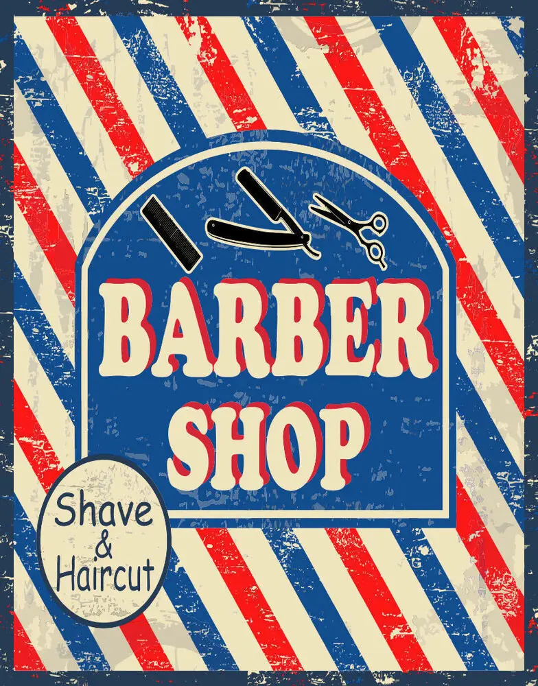 BARBER SHOP SHAVE&HAIRCUT LARGE METAL TIN SIGN POSTER WALL PLAQUE
BARBER SHOP SHAVE&HAIRCUT LARGE METAL TIN SIGN POSTER WALL PLAQUE