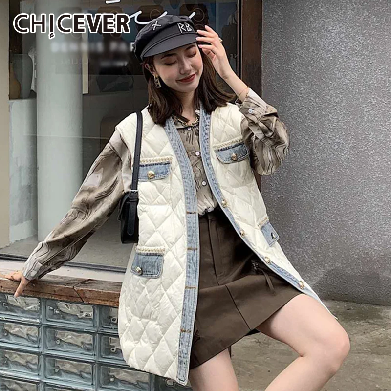 CHICEVER Casual Cotton Vests For Women V Neck Sleeveless Oversized Thick Loose Patchwork Denim Vest Female 2021 Autumn Clothing
CHICEVER Casual Cotton Vests For Women V Neck Sleeveless Oversized Thick Loose Patchwork Denim Vest Female 2021 Autumn Clothing