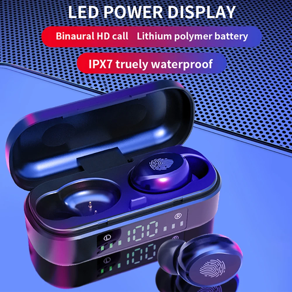 TWS Bluetooth 5.0 Wireless Earphones 9D Bass Stereo Sports Earbuds Waterproof Headset with Microphone 350 mAh Charging Box
TWS Bluetooth 5.0 Wireless Earphones 9D Bass Stereo Sports Earbuds Waterproof Headset with Microphone 350 mAh Charging Box