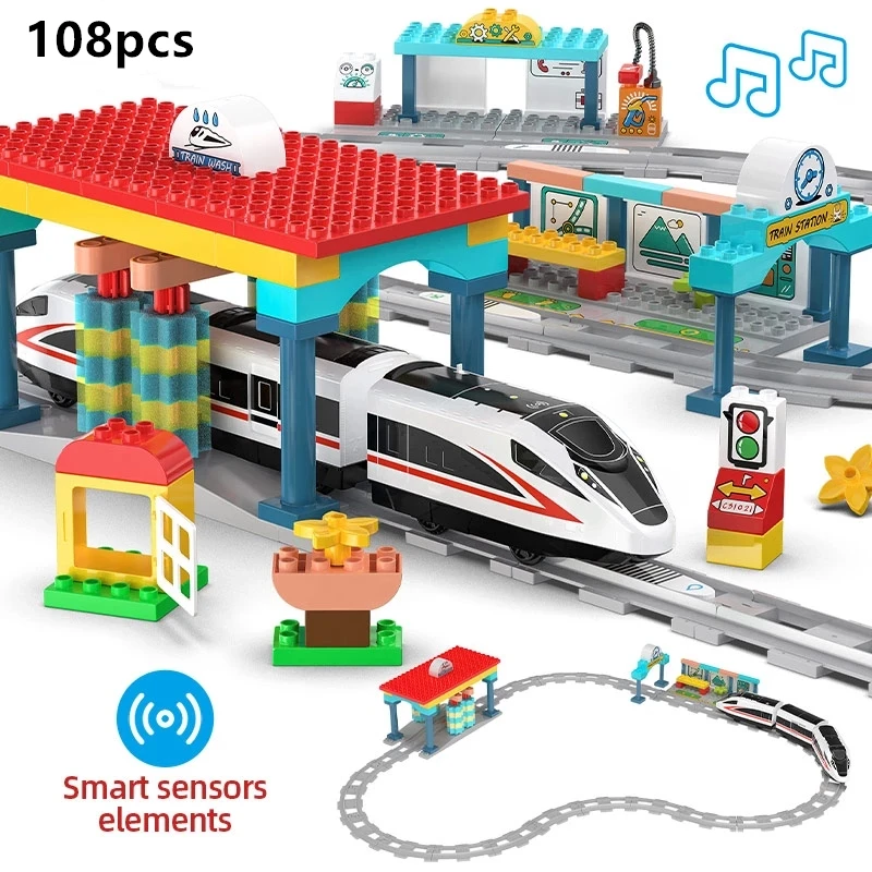 City Induction High-speed Train Station Architecture Big Building Blocks Technical Track Car Sound Bricks Toys For Children Gift
City Induction High-speed Train Station Architecture Big Building Blocks Technical Track Car Sound Bricks Toys For Children Gift