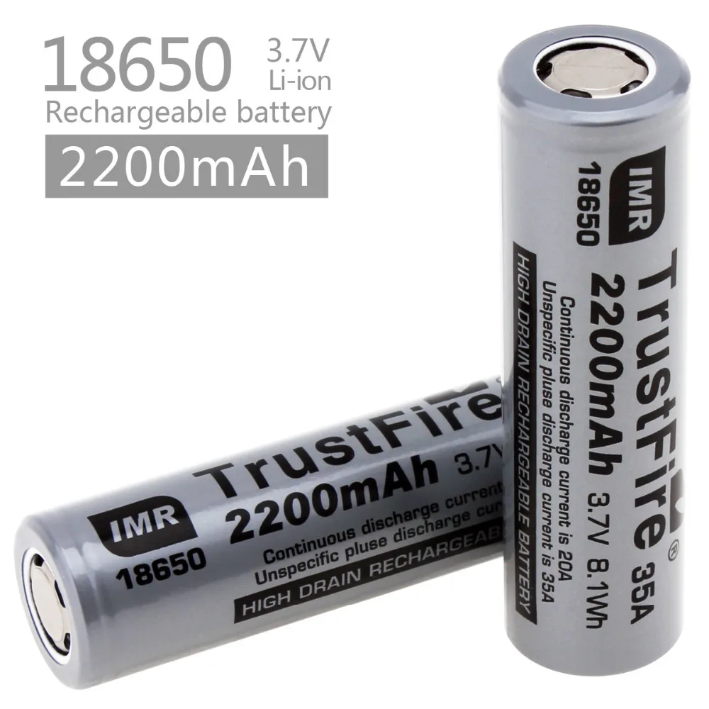 

TrustFire IMR 18650 2200mah 35A 3.7V 8.1Wh High Drain Rechargeable Lithium Battery Cell For Flashlights Torch Li-ion Batteries