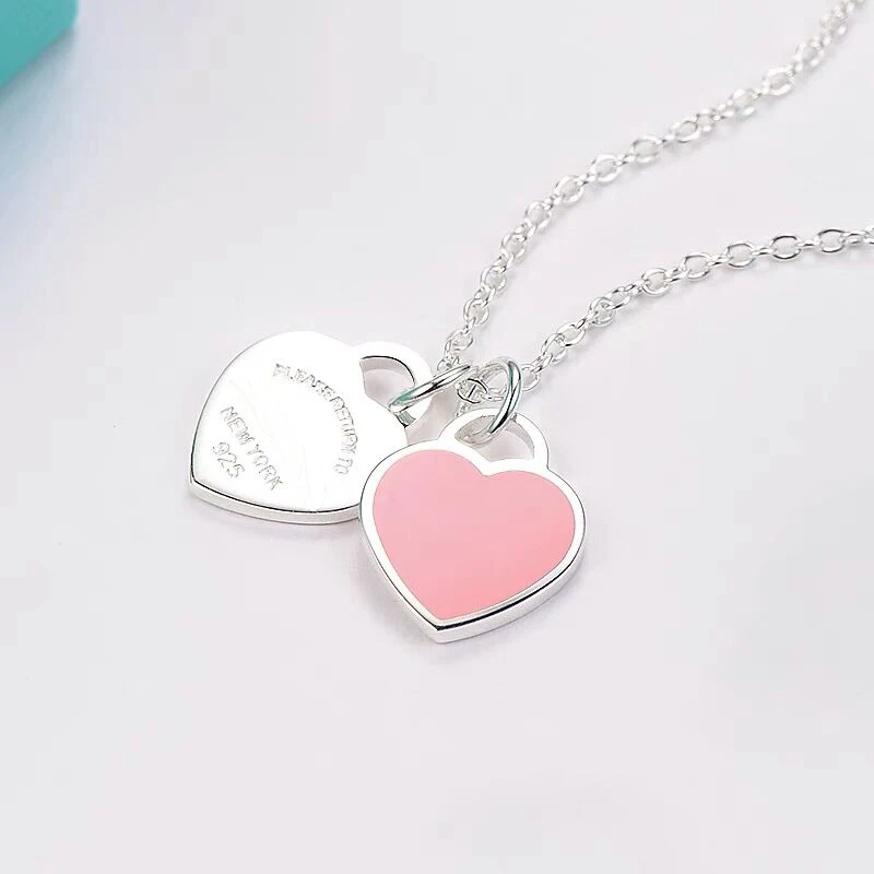 Hot sale S925 Sterling silver blue pink enamel double heart necklace for women classic fashion Love high quality jewelry
Hot sale S925 Sterling silver blue pink enamel double heart necklace for women classic fashion Love high quality jewelry