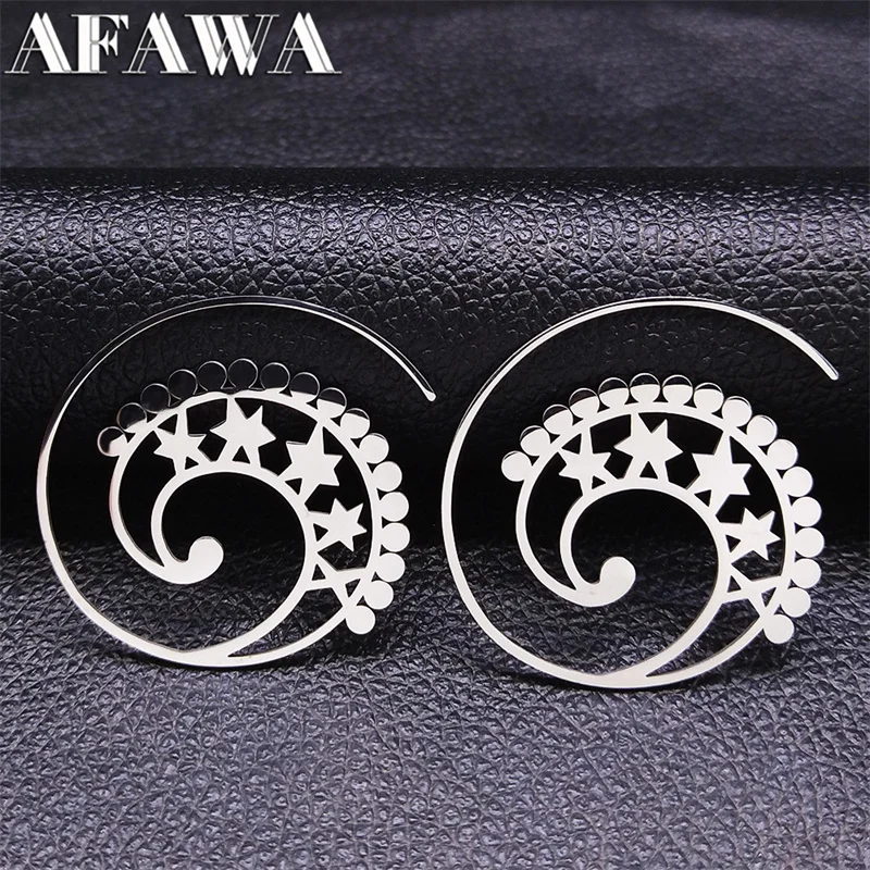 2022 Bohemian Star Stainless Steel Hoop Earrings for Women Silver Color Big Hoop Earring Jewery pendientes de aro mujer E9201S01
2022 Bohemian Star Stainless Steel Hoop Earrings for Women Silver Color Big Hoop Earring Jewery pendientes de aro mujer E9201S01
