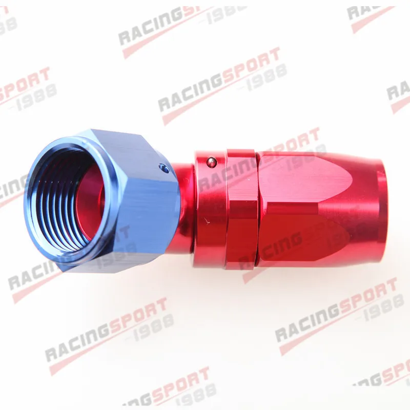 Uninterrupted Flow Swivel 45 Degree 6AN 6AN AN6 AN-6 Hose End Red/Blue
Uninterrupted Flow Swivel 45 Degree 6AN 6AN AN6 AN-6 Hose End Red/Blue