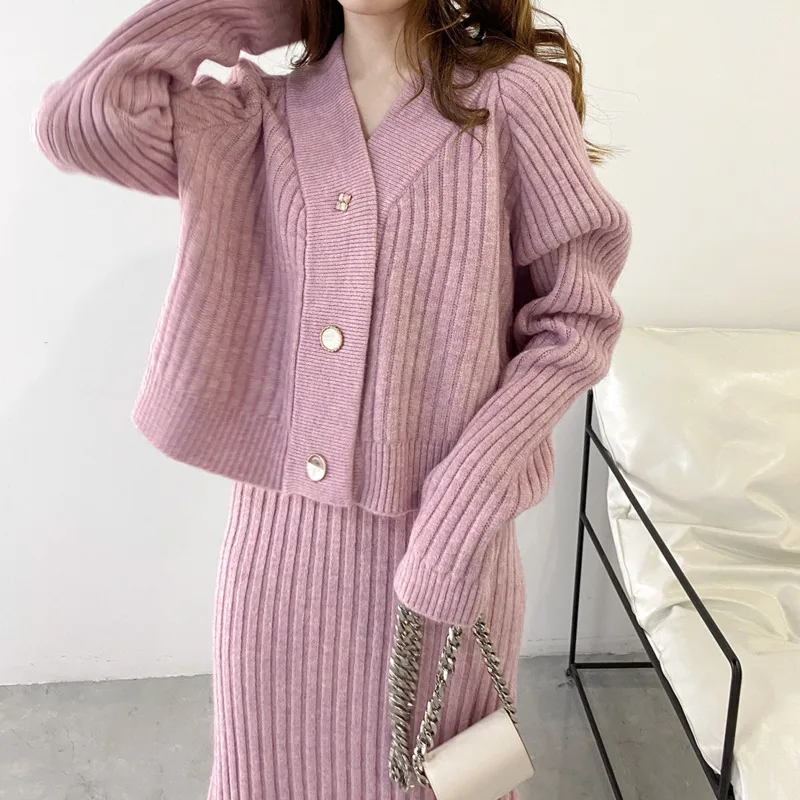 Женский комплект из 2 предметов, вязаный свитер и платье, свободный кроп-топ и платье макси, осенний комплект из 2 предметов, женская одежда 
Женский комплект из 2 предметов, вязаный свитер и платье, свободный кроп-топ и платье макси, осенний комплект из 2 предметов, женская одежда