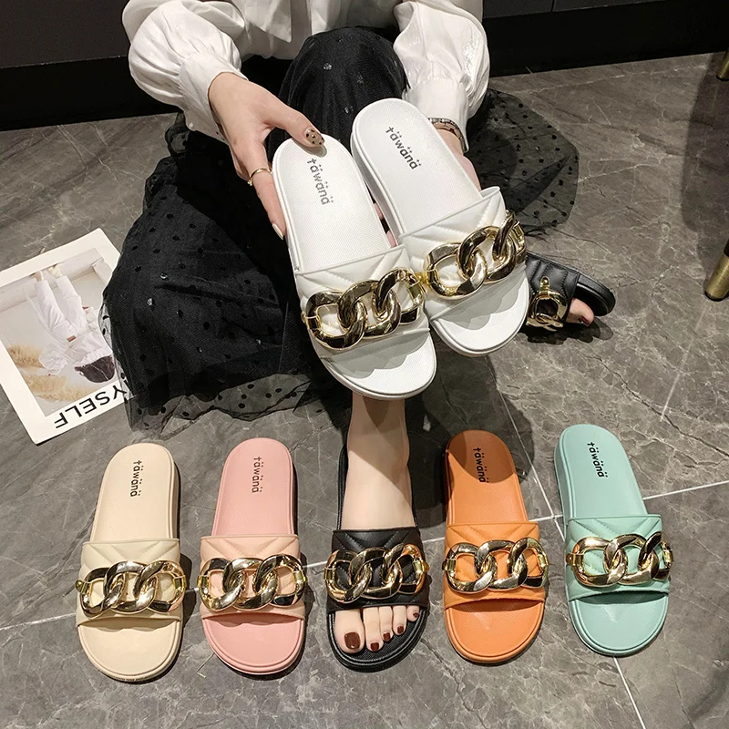 Summer Women Trend Design Outdoor Slides EVA Solid Chain Decoration Platform Flat Open Toe Fashion Modern Slippers Ladies Shoes
Summer Women Trend Design Outdoor Slides EVA Solid Chain Decoration Platform Flat Open Toe Fashion Modern Slippers Ladies Shoes