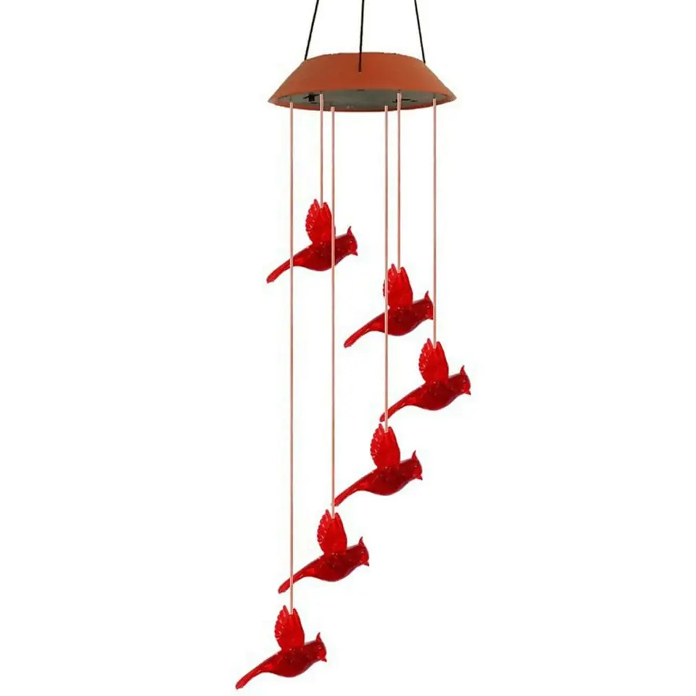 Outdoor Solar Flame Bird Wind Chime Lamp Durable Garden Light Decoration Animal Styling Wind Chime Lamp