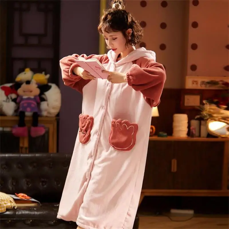 with Ears New Pyj Winter Nightie Warm Nightdress Flannel Dressing-Clothes for Women Robes Deer Bathrobe female Hooded Nightgowns
with Ears New Pyj Winter Nightie Warm Nightdress Flannel Dressing-Clothes for Women Robes Deer Bathrobe female Hooded Nightgowns