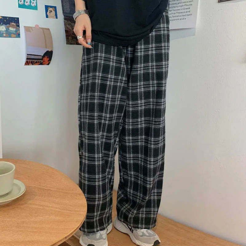 Pants Women New Fashion Plus Size 3XL Black Plaid Retro Harajuku Students Streetwear Full Length Wide Leg Trousers Womens Chic
Pants Women New Fashion Plus Size 3XL Black Plaid Retro Harajuku Students Streetwear Full Length Wide Leg Trousers Womens Chic
