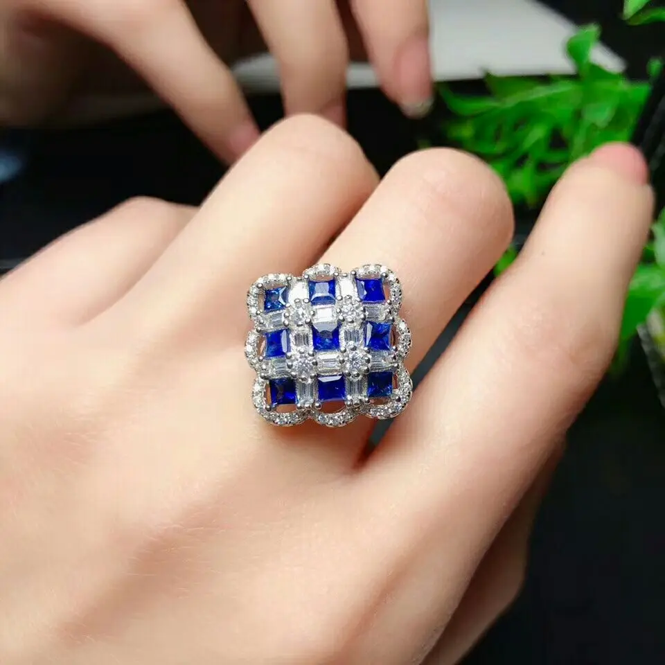 

Женское кольцо с сапфиром MeiBaPJ, из серебра 925 пробы с натуральным драгоценным камнем огненного цвета, роскошное свадебное Ювелирное Украшен...