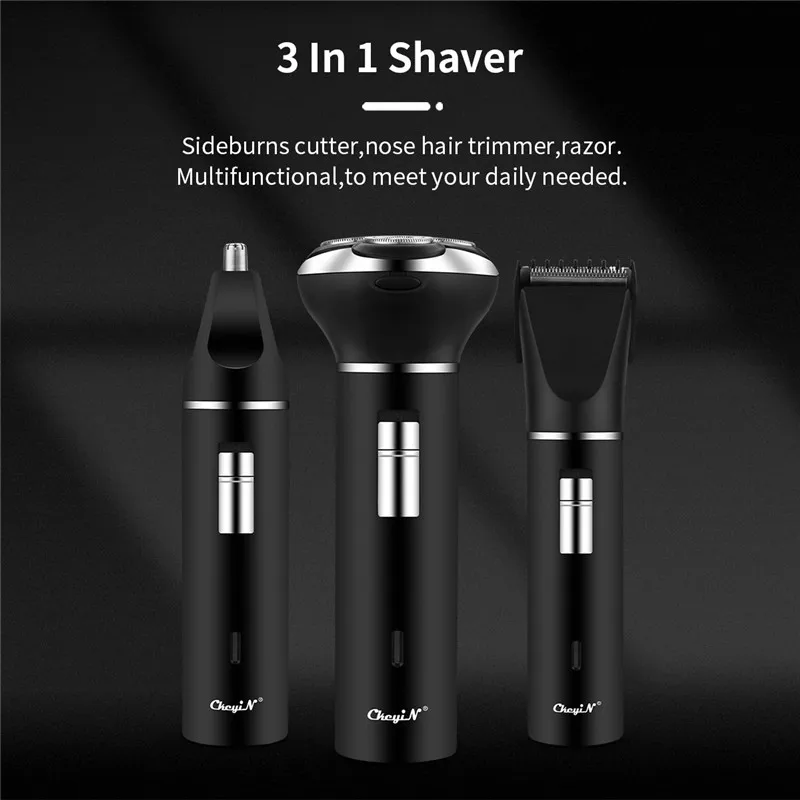 Ckeyin Waterproof Electric 3 In 1 Shaver Triple Floating Blade Head Nose Hair Cutter Razor Beard Trimmer Clipper Cutter Shaving
Ckeyin Waterproof Electric 3 In 1 Shaver Triple Floating Blade Head Nose Hair Cutter Razor Beard Trimmer Clipper Cutter Shaving