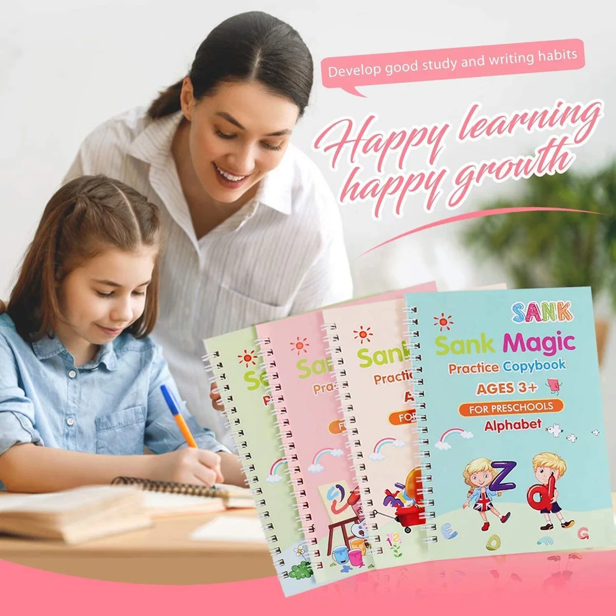 Sank Magic Practice Book 4 Book Pen Free Wiping Children's Toy Writing Sticker English Copybook For Calligraphy Montessori Toy
Sank Magic Practice Book 4 Book Pen Free Wiping Children's Toy Writing Sticker English Copybook For Calligraphy Montessori Toy