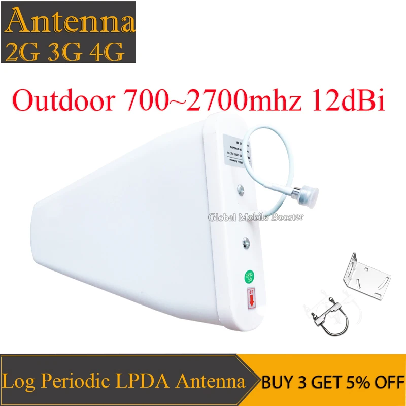 

12dBi High Gain 700-2700mhz Outdoor LPDA Yagi Antenna for Cell Phone Signal Booster Repeater Amplifier 2G 3G 4G CDMA GSM DCS PCS