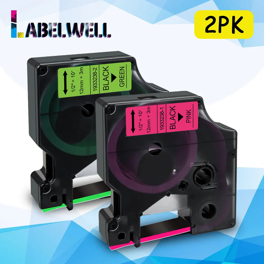 Labelwell 2PK 1933238-1 1933238-2 для Dymo D1 12 мм лента для маркировки, черный на флуоресцентном розовом/зеленом, для Dymo LabelManager 160 280 210D
Labelwell 2PK 1933238-1 1933238-2 для Dymo D1 12 мм лента для маркировки, черный на флуоресцентном розовом/зеленом, для Dymo LabelManager 160 280 210D