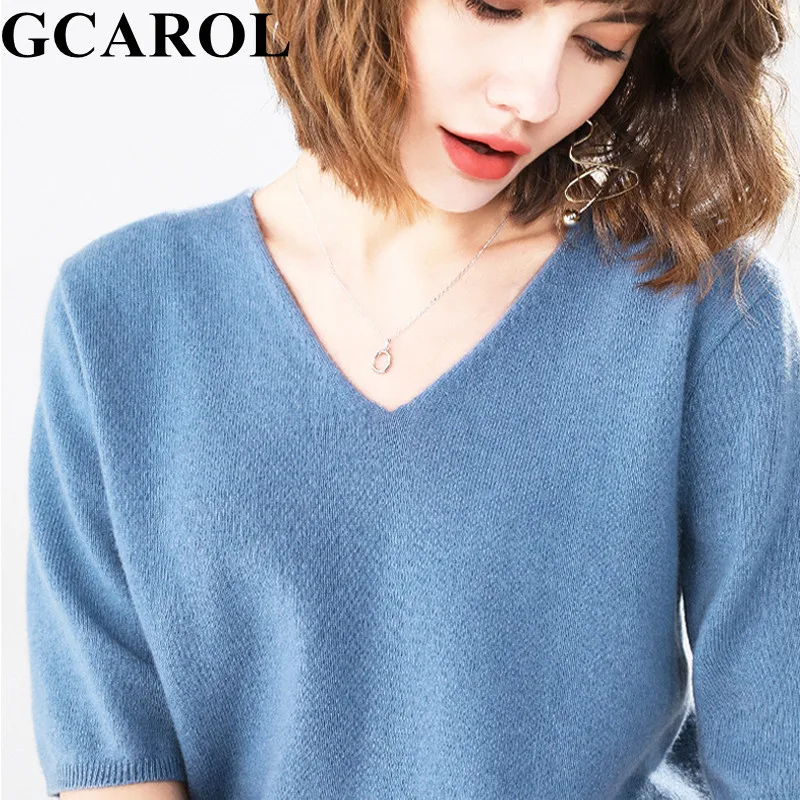 GCAROL Spring Summer V Neck Knit T-shirt Knitting With Short Sleeve Minimalist Basic Tees Soft Close-fitting Casual Tops
GCAROL Spring Summer V Neck Knit T-shirt Knitting With Short Sleeve Minimalist Basic Tees Soft Close-fitting Casual Tops